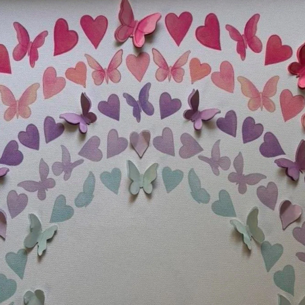 Framed Butterfly Heart Rainbow Wall Art White Decor